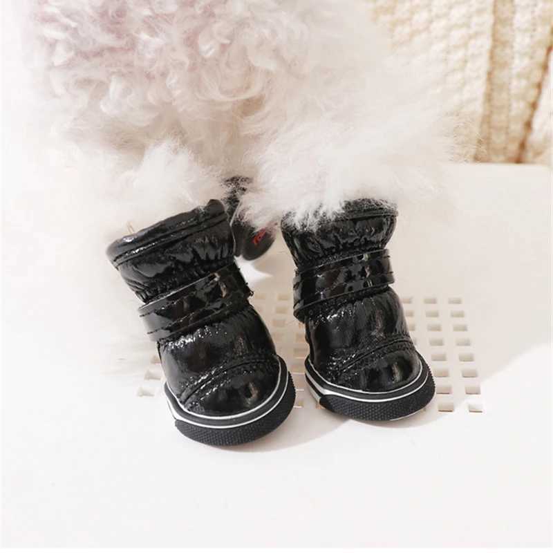 4PCS Fashion Puppy Shoes Winter Snow Boots for Dogs Anti Slip Thicken Fleece Warm Pet Dog Shoes for Teddy Bichon Frise SuppliesXJ241218
