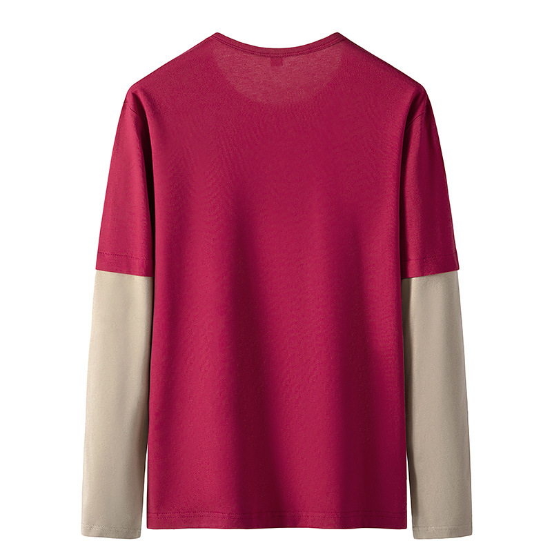 (397) Early Autumn Long Sleeve T-shirt for Men Raglan Contrast Color Cotton Casual Blank Shirt