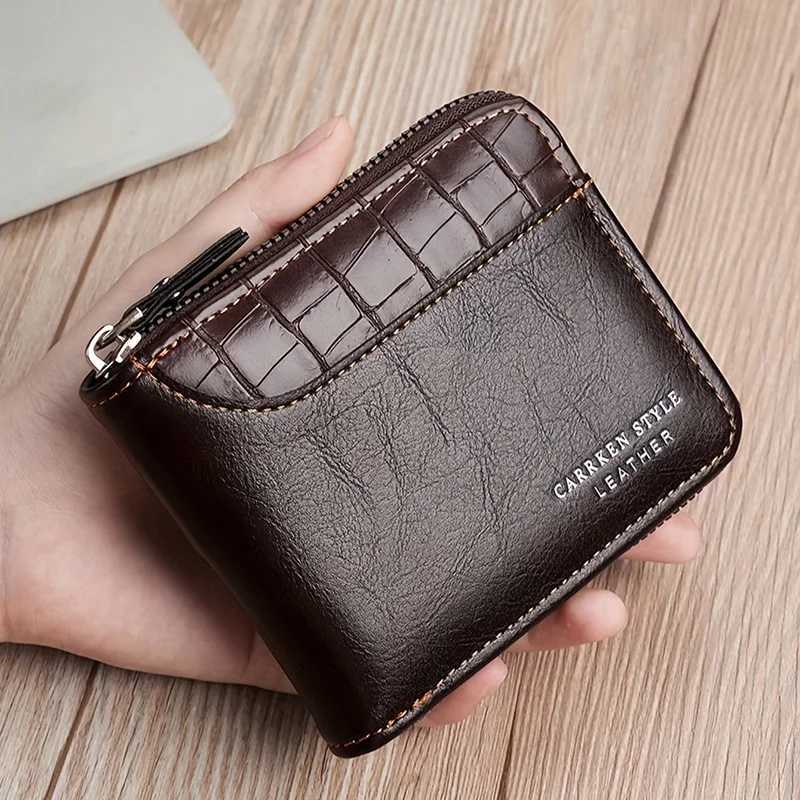 PT025,Hot Sale New zipper coin pocket retro patch work high-quality ID card holder mens stone pattern wallet Z241219