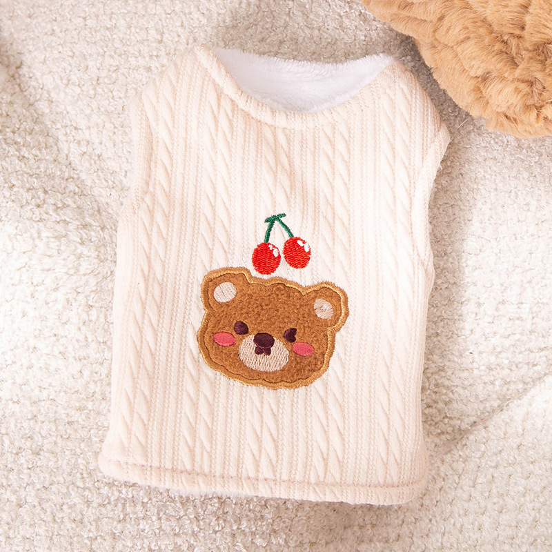 Autumn and winter dog thick warm vest, cat two legged teddy bear knitted double-layer vest, pet teddy dog clothes HS36