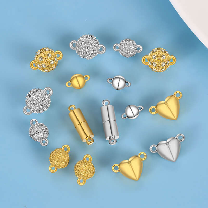 LALAVARA 5Sets/Lot Copper Magnetic Clasps Gold Sier Plated Beads Charms End Connectors for Necklace Bracelet DIY Jewelry Accessories