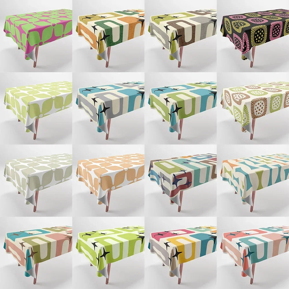 Geometric Pattern Colorful Printed Tablecloth Home Decor Rectangular Party Stain Resistant Dust Cloth OMW1