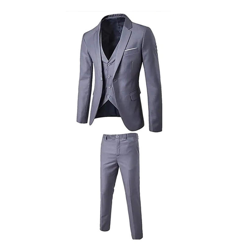 K825 Men's Slim Fit Three-Piece Business Suit Set - High-End Wedding Groom Attire