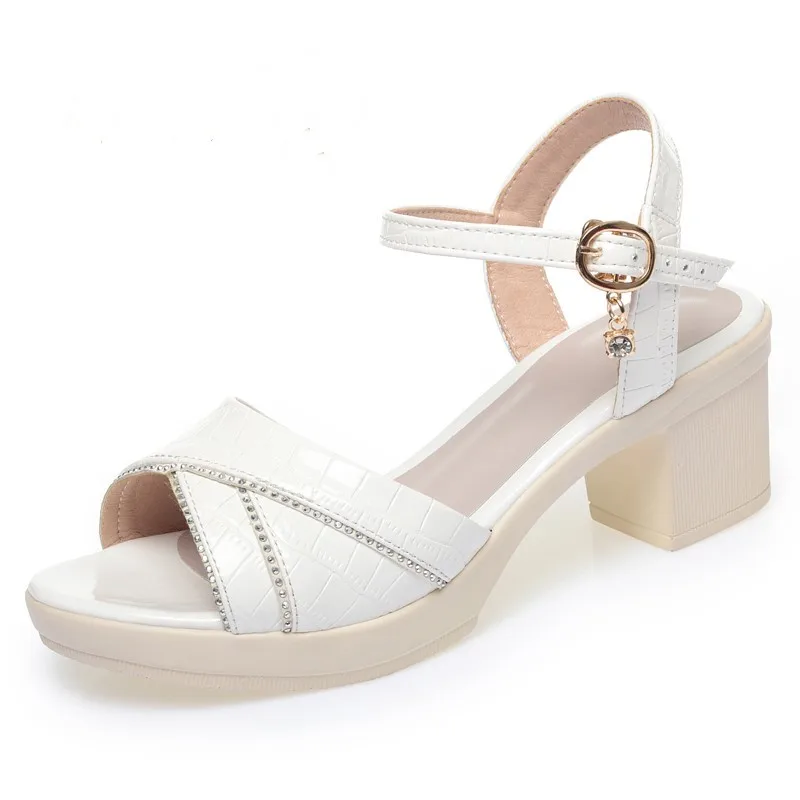 AIYUQI Women Summer Sandals Genuine Leather High-heel Sandals Women Large Size Fashion Sandals For Women