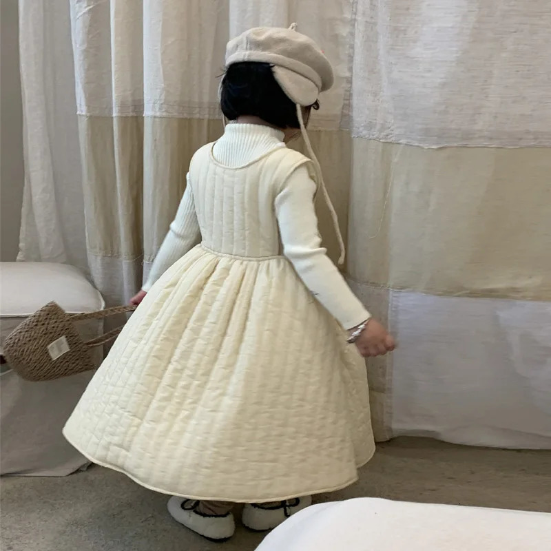 Baby Girls Cotton Dress Childrens Autumn Winter Thicken Gown Princess Warm Fashion Vestidos Kids Fashion Clothing 2-8 Years 241219
