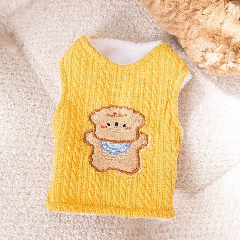 Autumn and winter dog thick warm vest, cat two legged teddy bear knitted double-layer vest, pet teddy dog clothes HS36