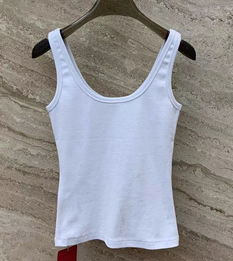 Women's Tanks & Camis Metal Hollow Out Cotton-Blend Tank Top Shorts Designer T Shirts Yoga Suit Knitted Fiess Sports Bra Mini Femme Cropped ;Ladi