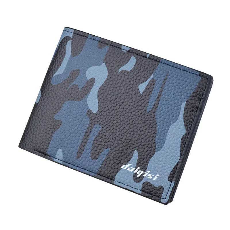 Hot Sale New mens ultra-thin PU storage wallet fashionable camouflage horizontal soft leather large capacity multi card wallet hot selling Z241219