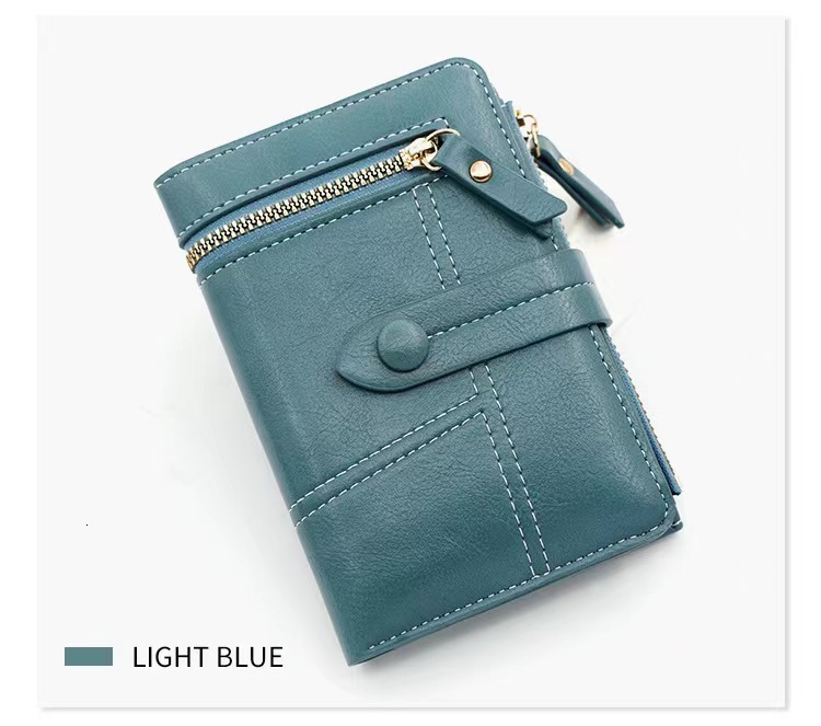 Free Shipping New Minimalist Short Women's PU Leather Zipper Wallet