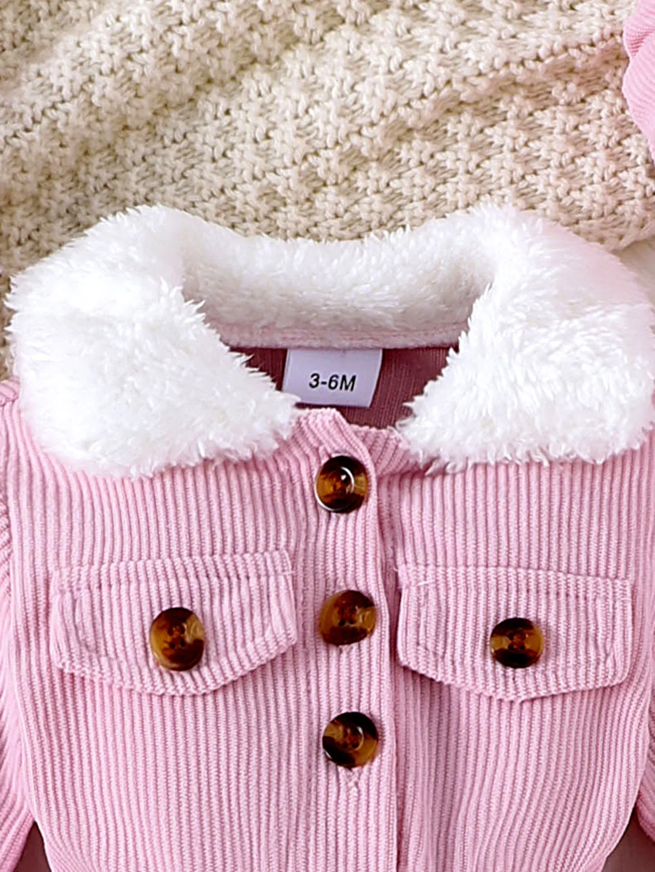 2PCS Winter Style For Girls Aged 0-3 Comfortable Foreign Style Sweet Fluffy Stitching Pink Dress Hat 241219