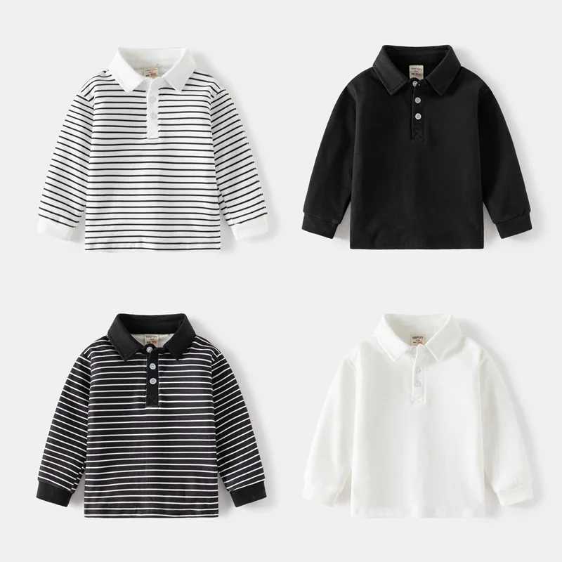 Boy Polo Shirt Kids Clothes Tops Color Stripes Turn-down Collar Autumn Long Sleeve Polos Baby Boy Camisetas Boys Shirts ToddlerXJ241225