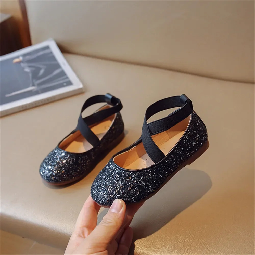 Spring Autumn Girl Shoes Korean Version Little Girl Princess Shoes Students Dance Shoes Crystal Fashion Bean Shoes 241219