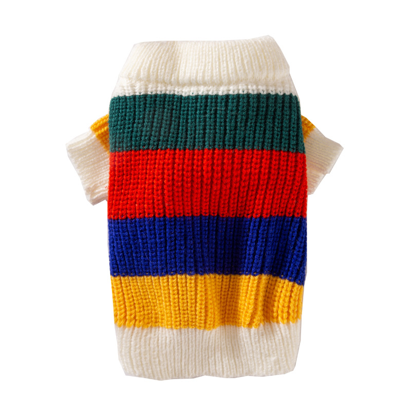 Dog Hoodie Sweaters clothes simple rainbow striped sweater thick warm puppy cat sweater pet clothes