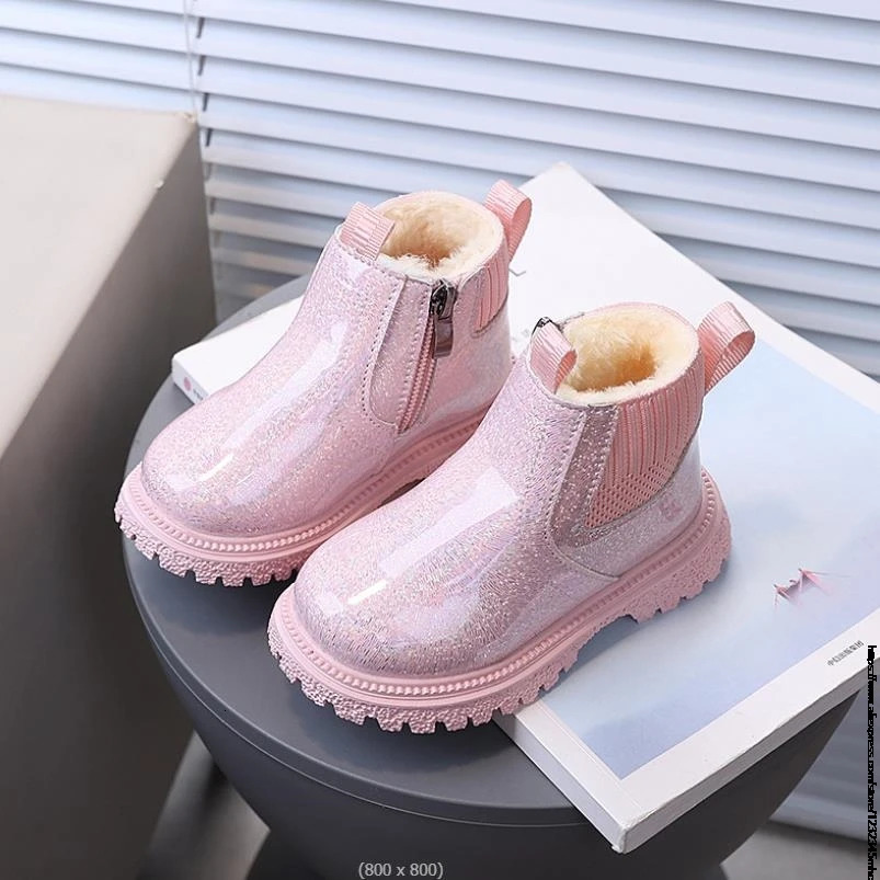 Winter Kids Boys Girls Fashion Boots British Style Velvet Warmth Non-Slip Short Boots Anti-slip Children Leather Shoes Toddler 241219