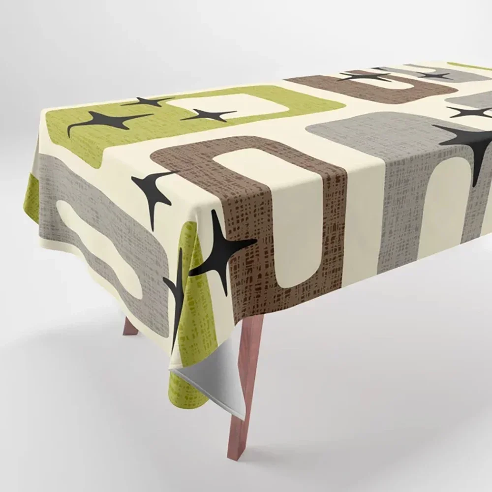 Geometric Pattern Colorful Printed Tablecloth Home Decor Rectangular Party Stain Resistant Dust Cloth OMW1