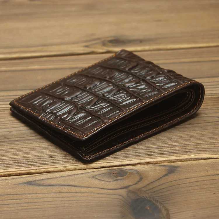 Hot Sale Crocodile pattern mens leather wallet clutch and wallet mens small double fold wallet clip wallet Z241219