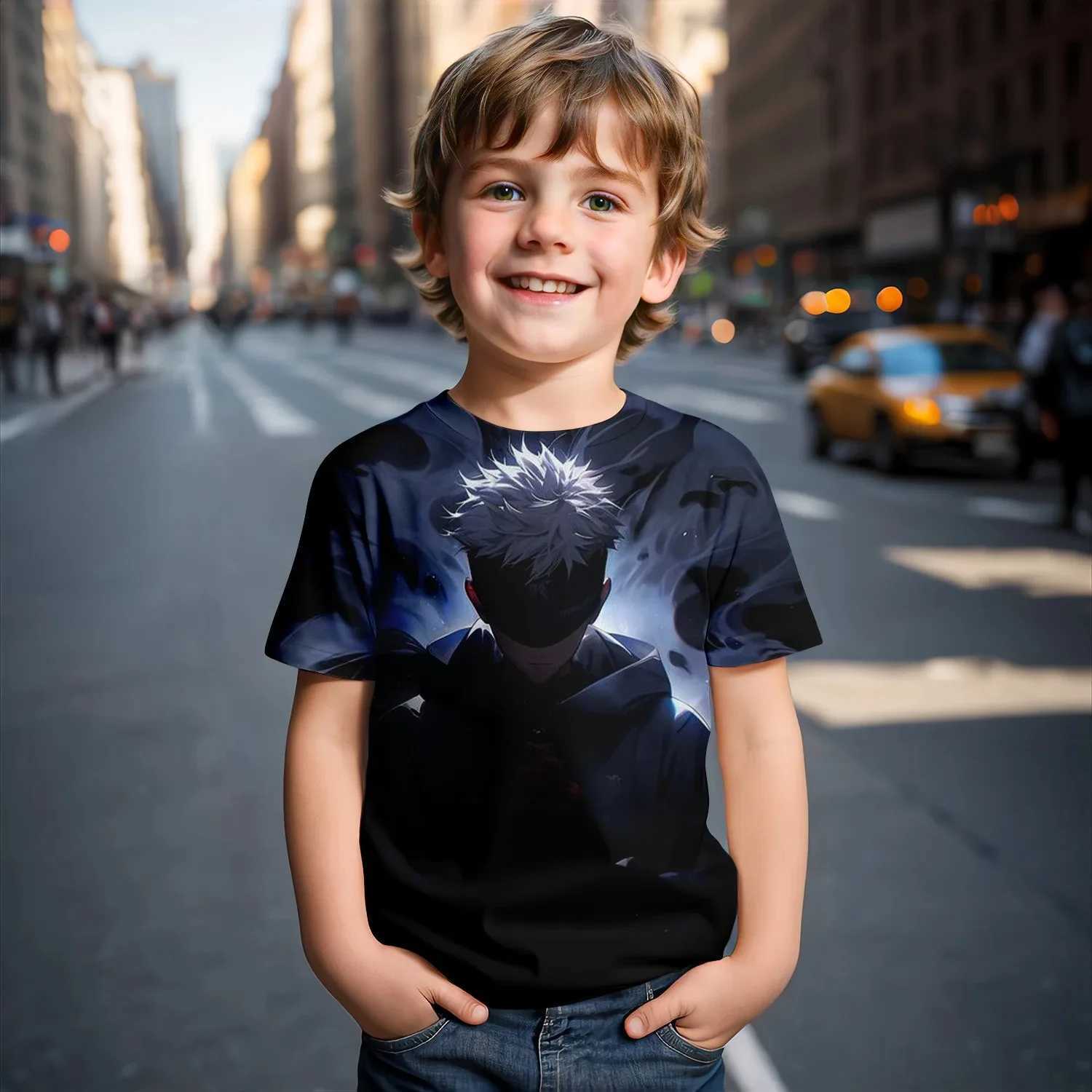 Jujutsu Kaisen Satoru Gojo T-Shirt Cute Figure Graphic T-shirts for Kids Fashion Funny Short Sleeves Tops Breathable and LightXJ241219