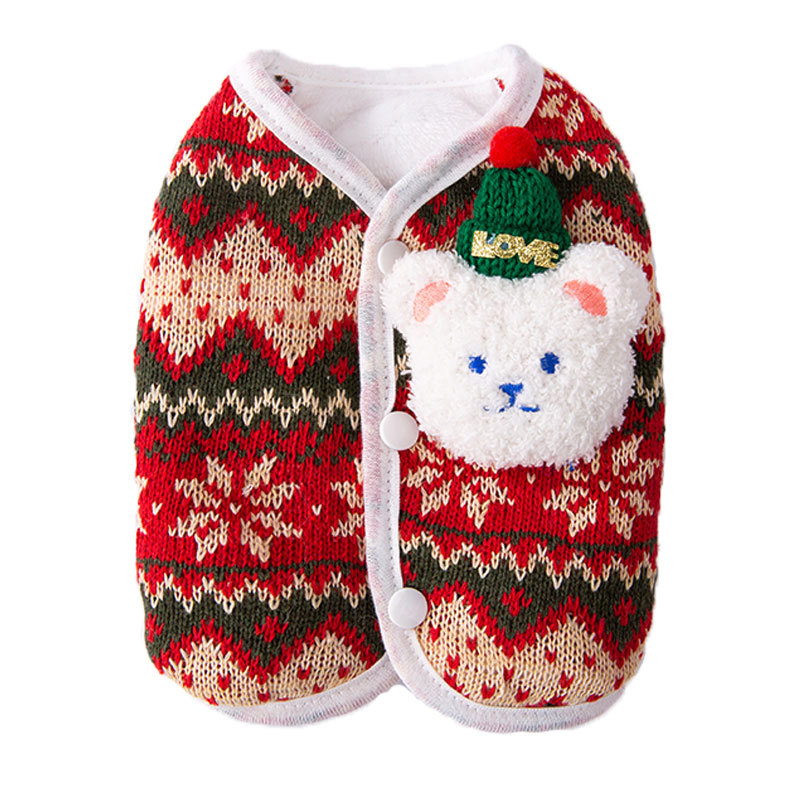 Chinese New Year Celebration Dog Clothes 3D Christmas Knitted Sweater Teddy Small Dog Cat Pet Sweater HS40