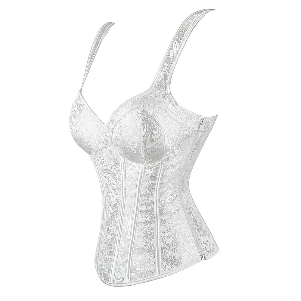 Steampunk Corset with Cup Lingerie Zipper Side Straps Overbust Corset Waist Trainer Bustier Plus Size 241219