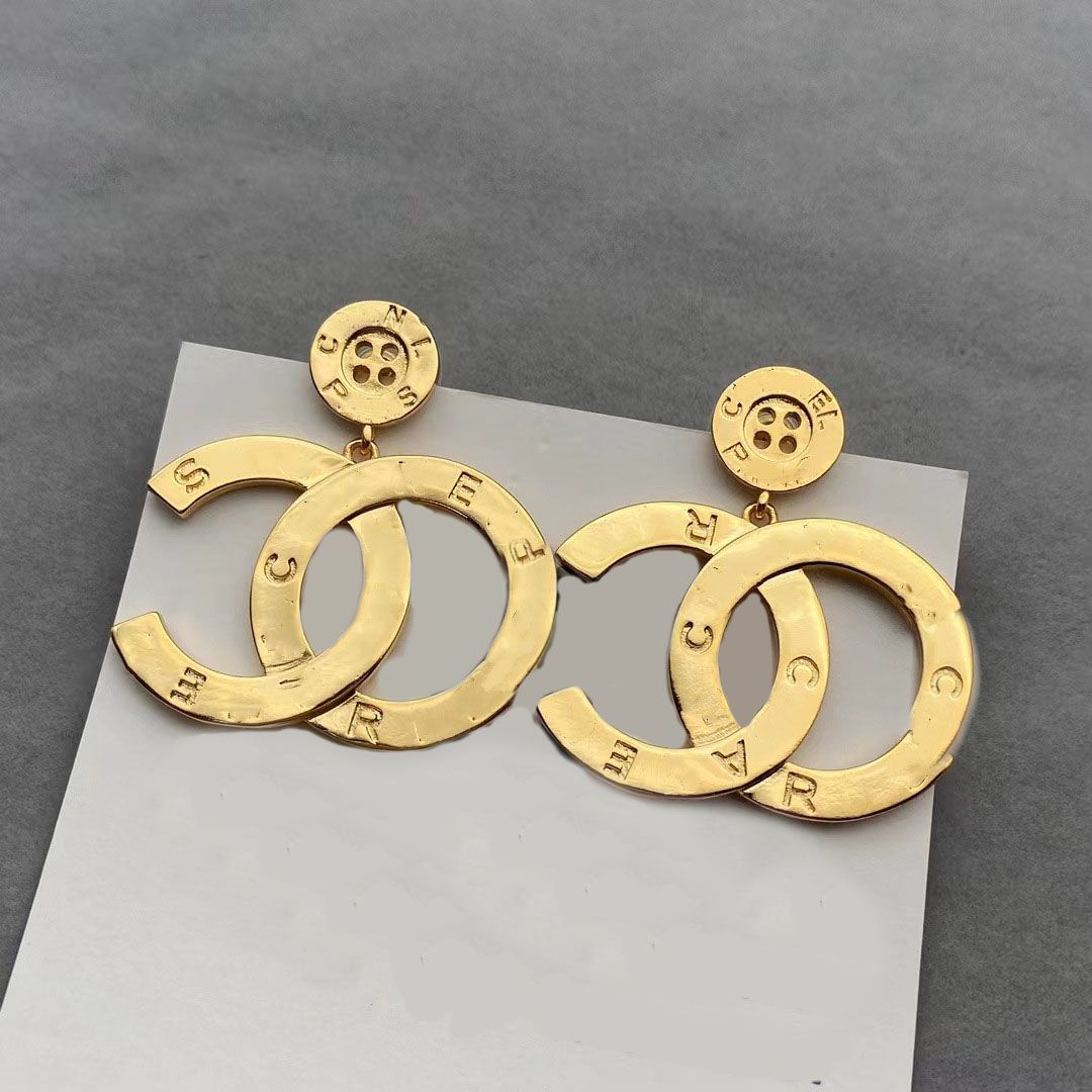 20Style 18K Gold Plated Luxury Brand Designers Letters Stud Clip Eardrop Round Geometric Famous Women Crystal Rhinestone Metal Earring Wedding Party Jewerlry