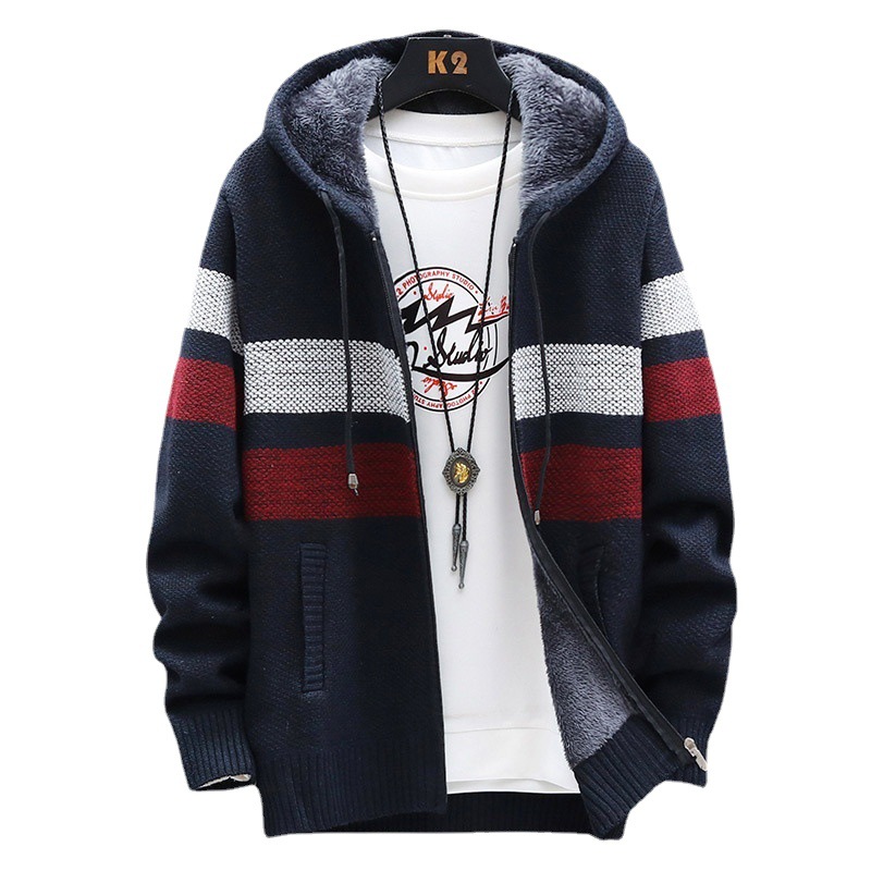 Trendy European Style Men's Knitted Coat - Warm Oversized Hooded Pullover for Autumn & Winter