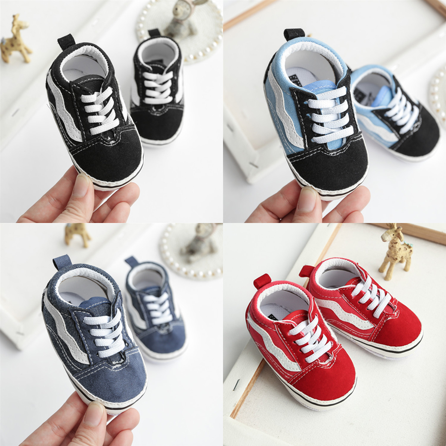 Little Kids Canvas Sneakers Baby Boys Girls Shoes Kidsnest First Walkers Infant Toddler Anti-Slip Soft Sole Classical Newborn Baby Shoes 0-18 Month