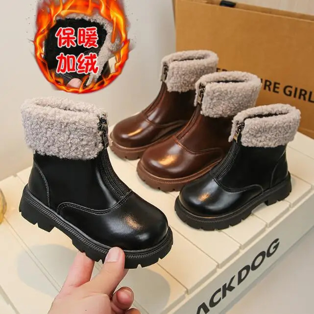 Children Snow Boots Thicken Plush Fur Warm Boys Boots Anti-slip Girls Snow Shoes Winter Fleece Lined Kids Outdoor Sport Shoes 241219