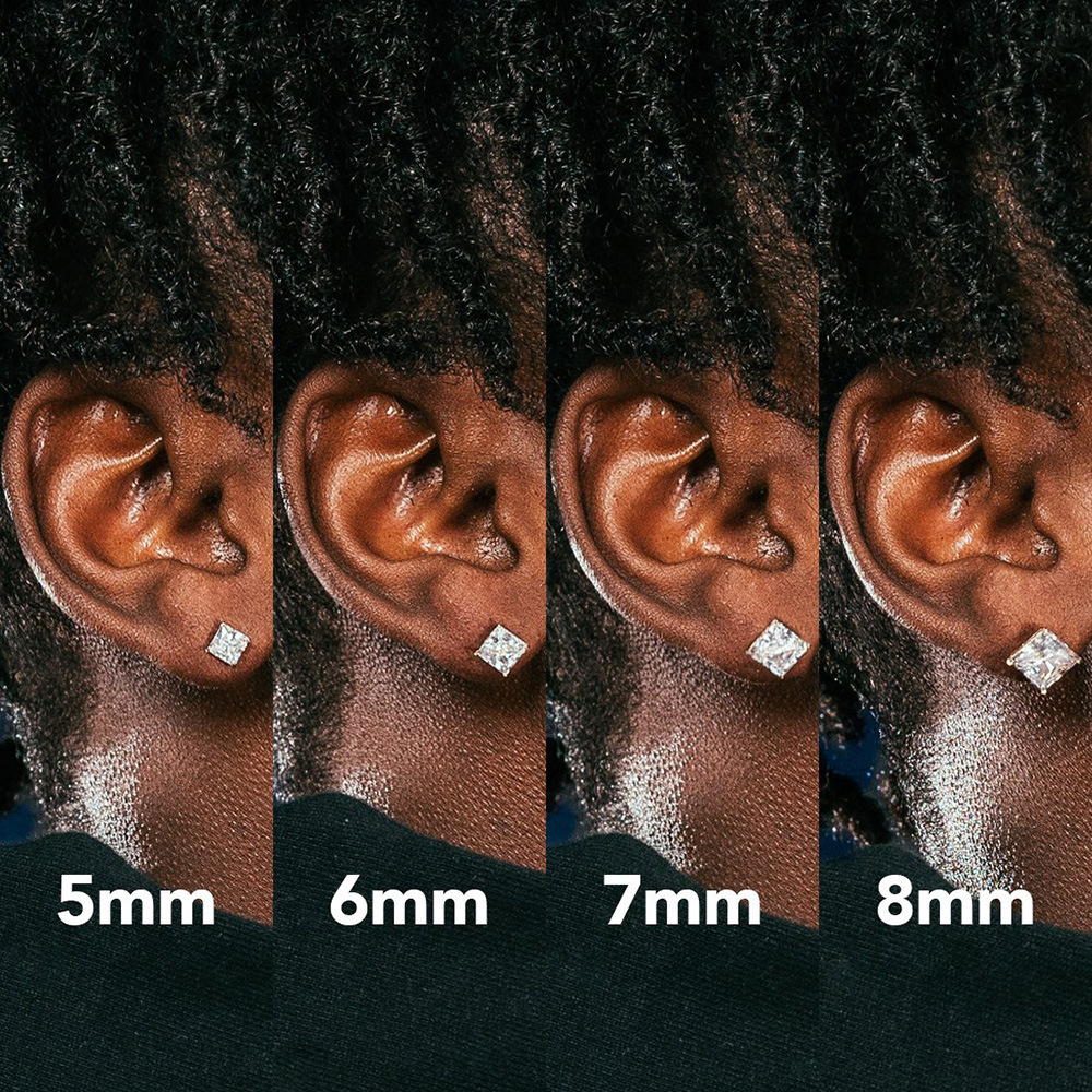 Popular Square Zircon Stud Earrings For Men Women Classic Everything Matching Ear Accessories Jewelry Wholesale aretes de mujer hip hop men earring