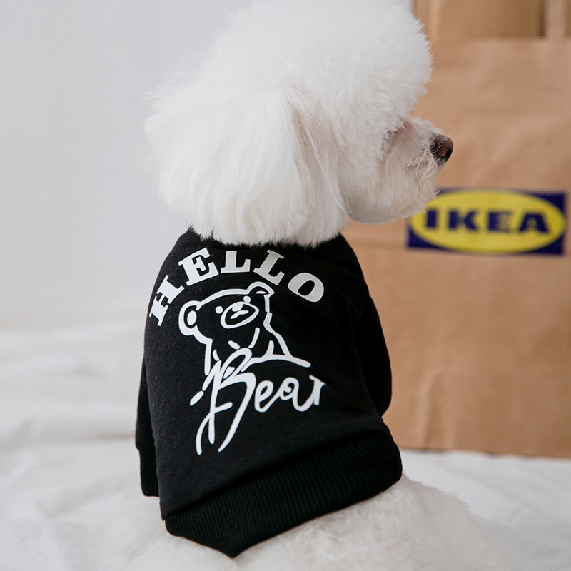 Autumn thin small dog teddy printed hoodie, teddy medium-sized small dog, cat, puppy pet clothes