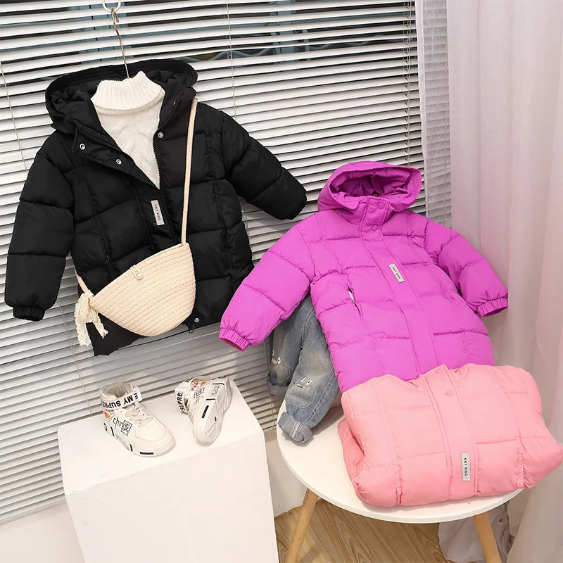 Boys Girls Winter Down Jackets Teenager Thicken Warm Hooded Coats Kids Casual Long Clothing Children Autumn Windproof Parkas 241218