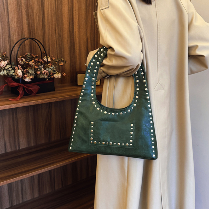 Tote Bags for Women Handbags Rivet Single Shoulder Underarm Motorcycle Stylish Large Capacity Tote Bag Versatile Hand-Held Women Bag