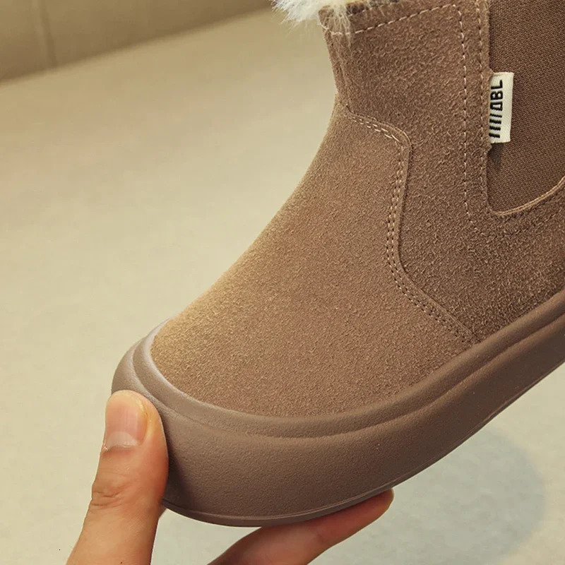 Kids Snow Boots Winter Toddler Woman Warm Fur Chelsea Ankle Boots Baby Children Girls Fashion Winter Shoes Soft Sole 241219