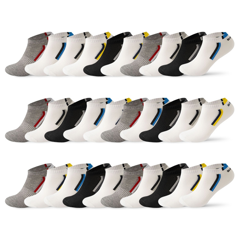 30 pairs of four seasons of men and women with the same sports socks anti-odor boat socks breathable leisure socks