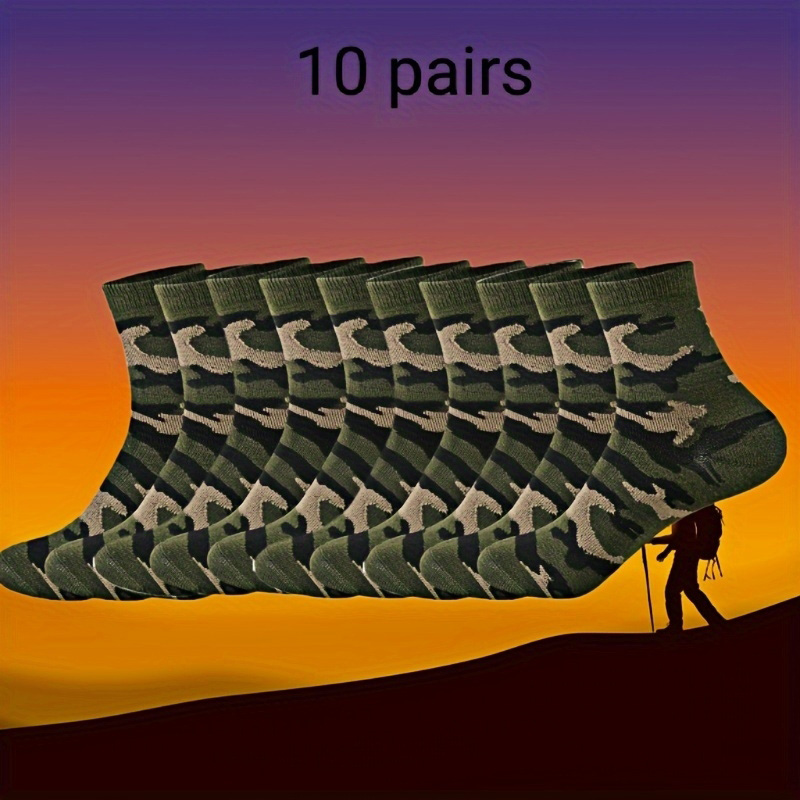 10 pairs of four seasons men's sports camouflage socks anti-odor boat socks breathable leisure socks hot-sale