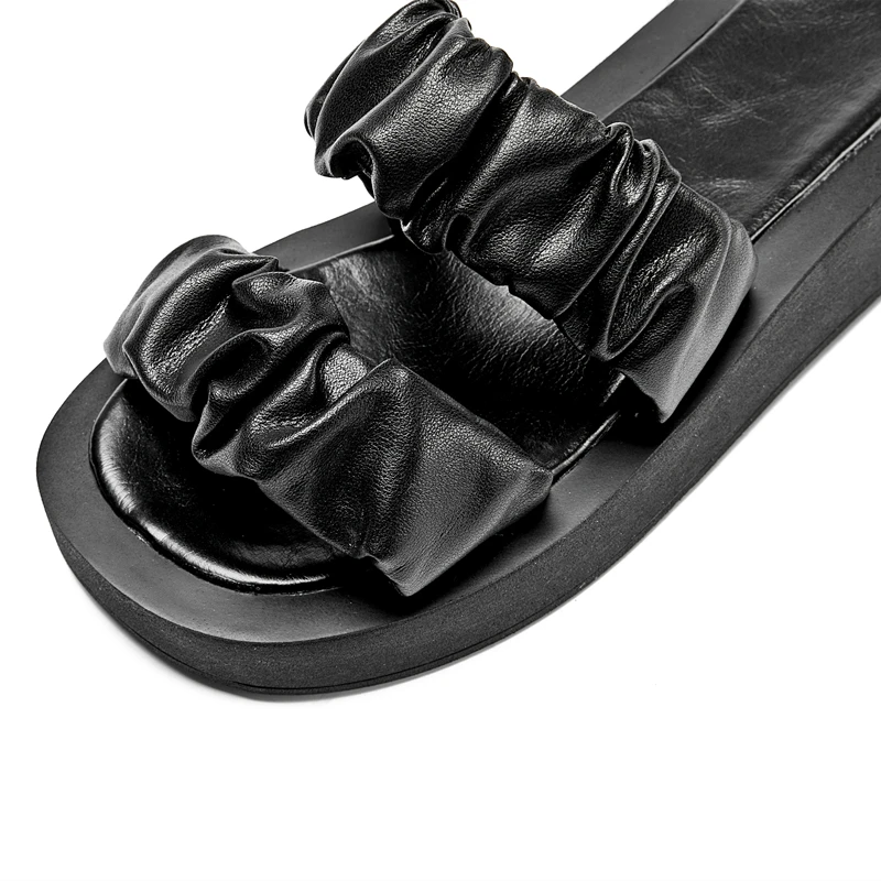 AIYUQI Women's Summer Slippers Large Size Solid Color Comfortable Open Toe Beach Shoes Women Flat Slippers