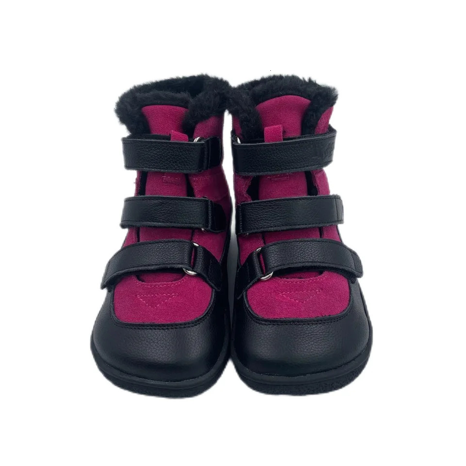 TipsieToes Top Genuine Leather Baby Toddler Girl Boy Kids Shoe Winter Barefoot Boots 3 Straps Fur Inside Warm Light Weight 241219