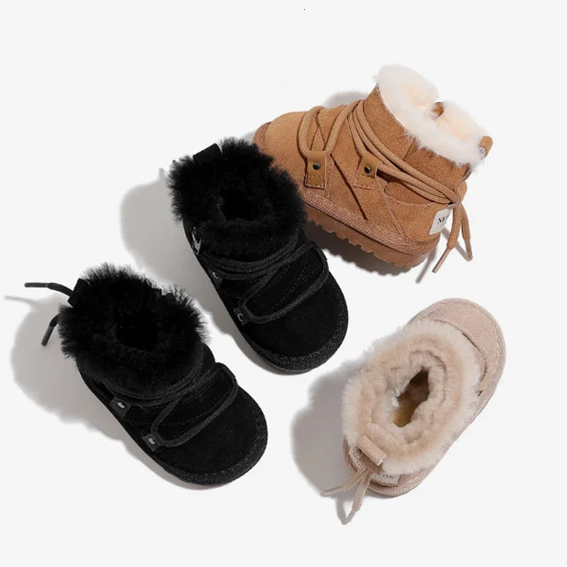 Winter Baby Childrens Snow Boots Velvet Warm Boys and Girls Short Boots Thick Fur Baby Kids Casual Cotton Shoes 241219