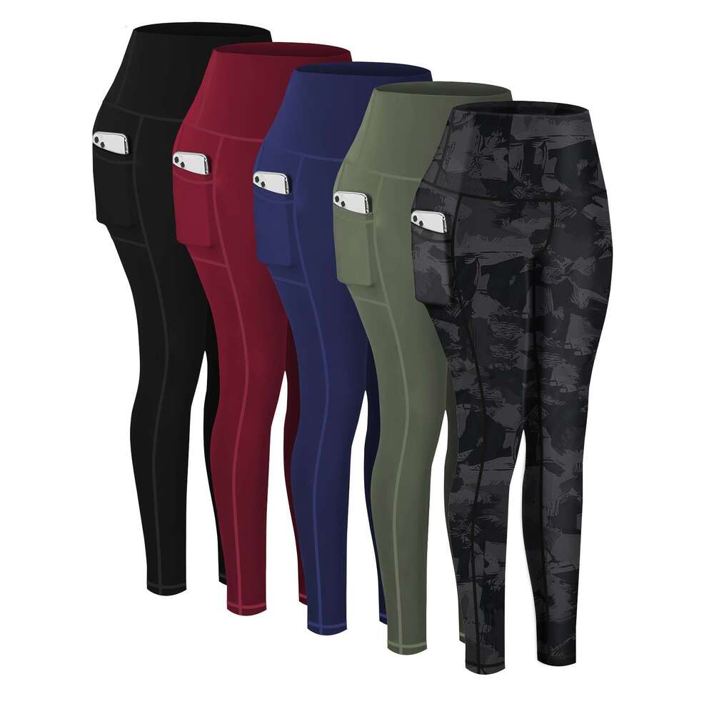 5-Pack Plus Size Sports Leggings For Women, High-Waisted Cropped Yoga Pants With Pockets, Fiess Running Compression Tights