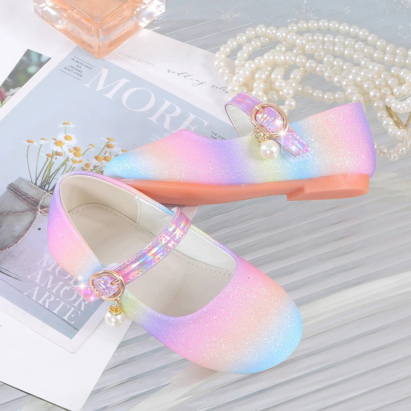 YUNICUS Girls Sequined Princess Shoes Childrens flat shoes Rainbow Shoes Little Girl Performance Dancing Shoes Party Shoes 241219