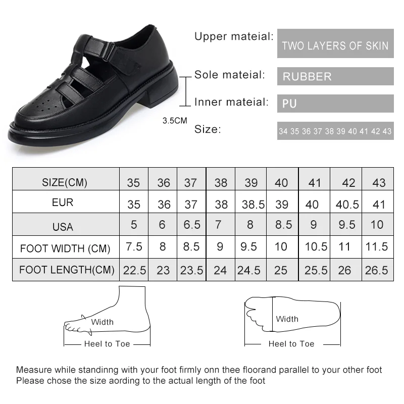 AIYUQI Women Genuine Leather Sandals Large Size Non-slip Women Summer Sandals Casual Round Toe Female Gladiator Sandals