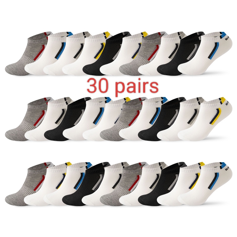 30 pairs of four seasons of men and women with the same sports socks anti-odor boat socks breathable leisure socks