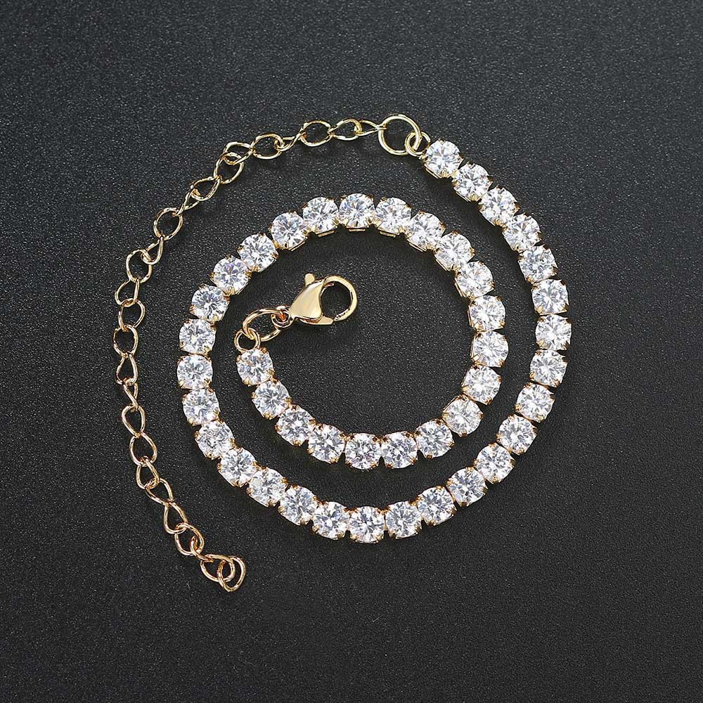 Choucong Brand Ins Top Sell Tennis Anklets Simple Fashion Jewelry 18K Gold Fill Round Cut White 3A Cubic Zircon CZ Diamond Gemstones Party Women Ankle