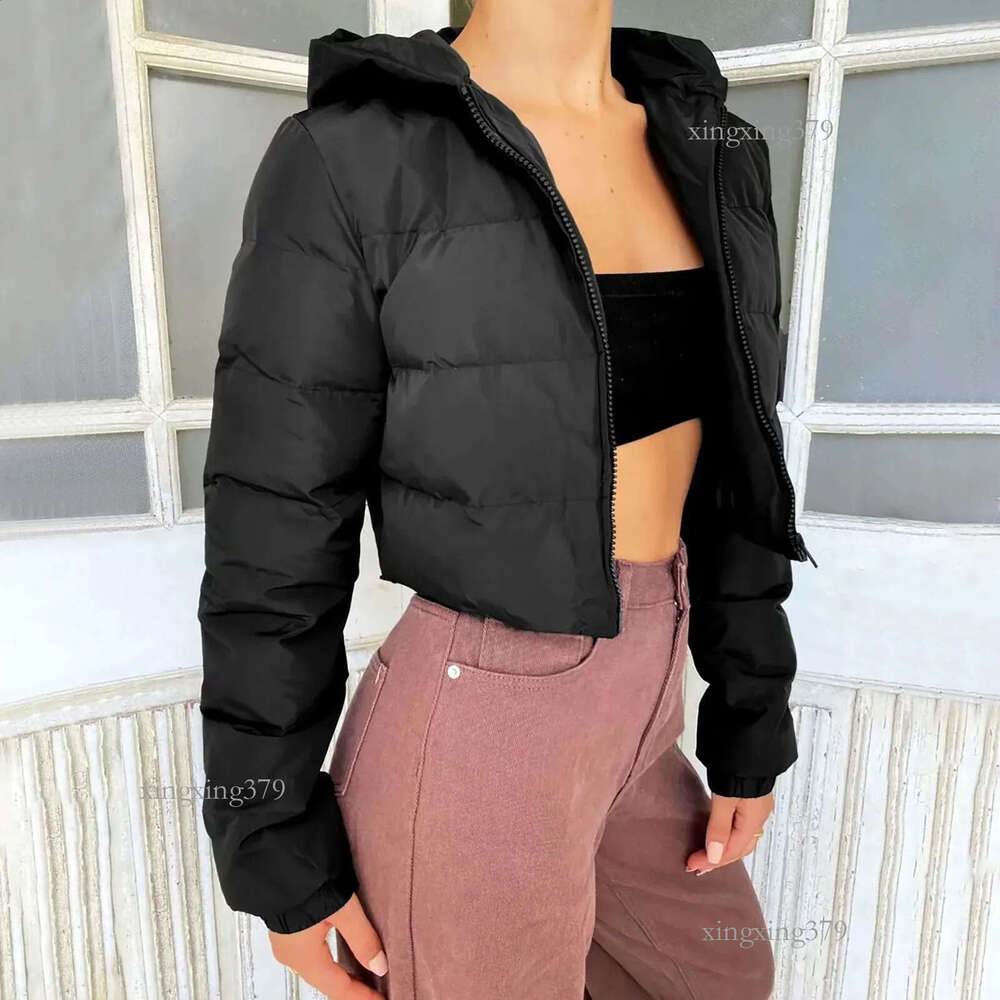Fall Winter Solid Down Coat Puffer Jacket And Coats For Women Bubble Outerwear Cropped Outwear Zipper Oversized Overcoat 240920