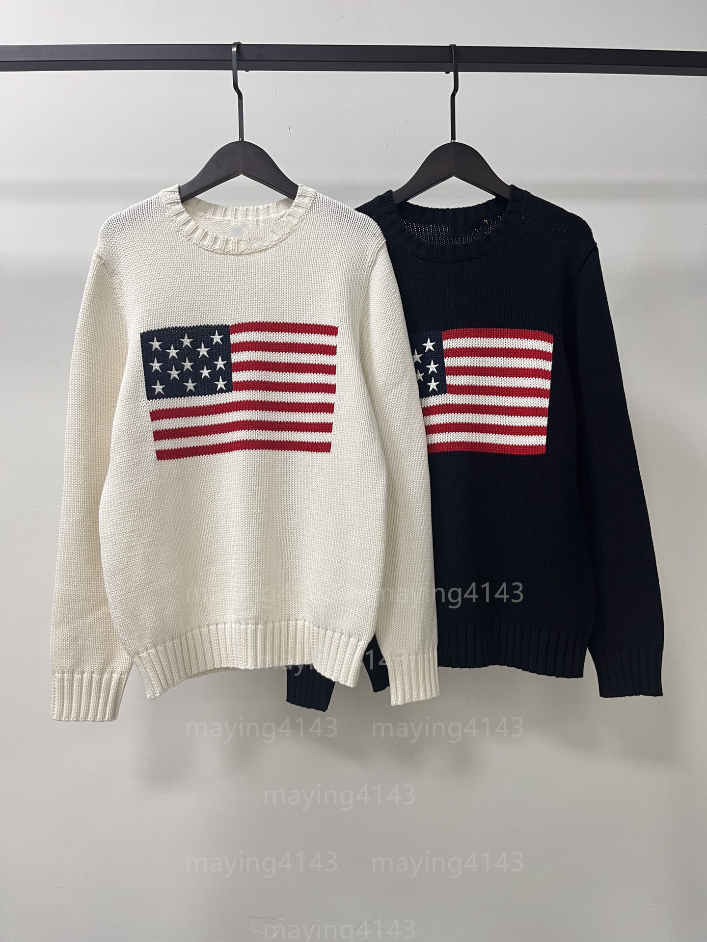 USA flag Ralphly sweater Mens Designer Sweater Women's Sweaters Winter Soft Pullover Cotton Bear Knitted Jumpers High Quality Embroidery Sweaters Long Sleeve Tops