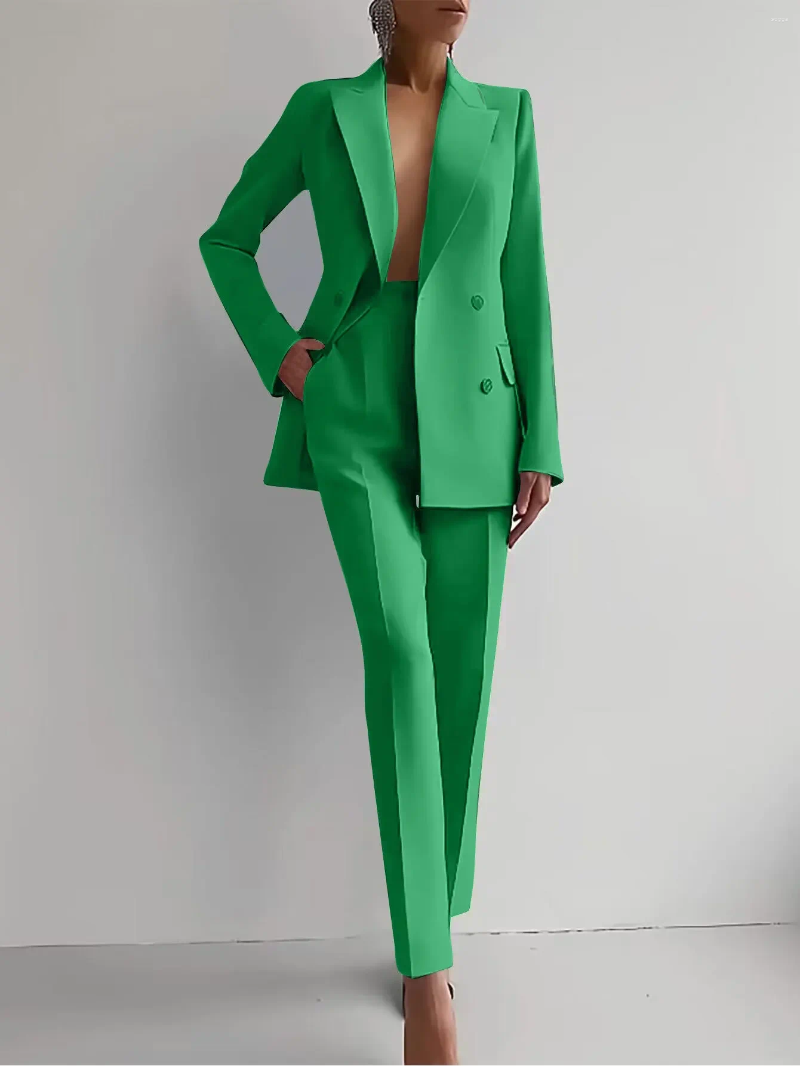 Womens Pants BWQ Elegant Blazer Suit And Wide Leg Two 2 Piece Sets Outfits For Women 2024 Classic OL Work Street Outfit Tracksuit