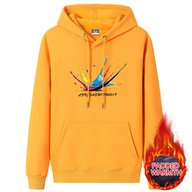 Autumn and winter Hong Kong style padded hooded sweater men's large size trend thick clothing suit pullover students warm jacket m030