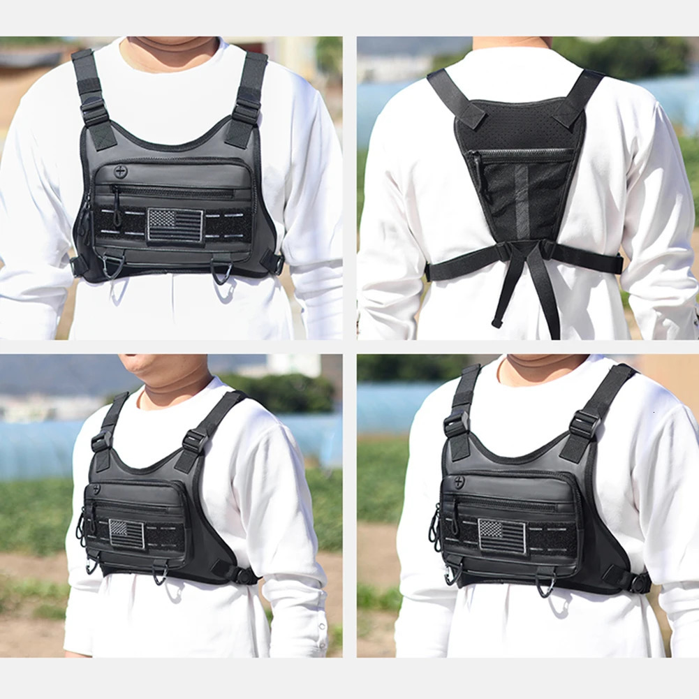 Tactical Chest Bag Unisex Running Vest Bag with Adjustable Straps Lightweight Front Vest Bag Large Capacity Outdoor Climbing Bag 241219