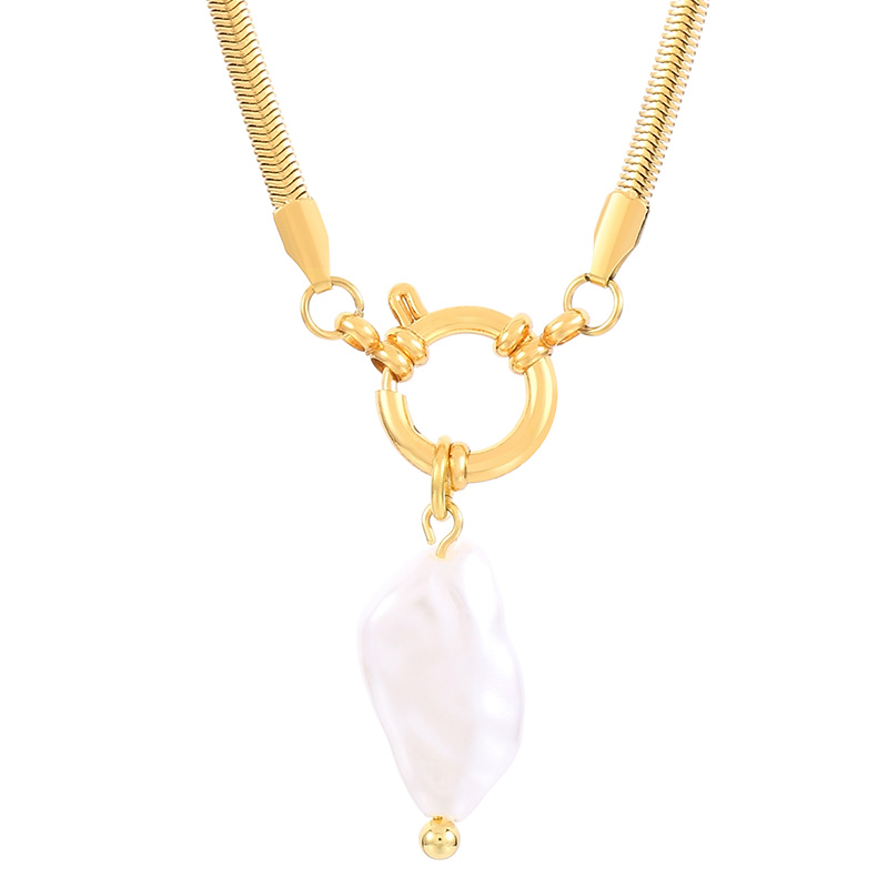 Hot Sale Fashion Women Silver Gold Stainless Steel Bear Cartoon Animal White Pearl Black Rope Drop Oil Pendant Circle Necklace Jewelry