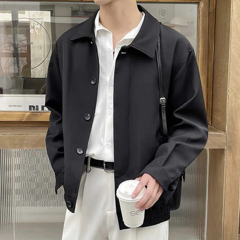 Autumn Fashion Trend Casual Simple Polo Workwear Short Style Light Mature Style Versatile Loose Style Mens Jacket Coat 241219