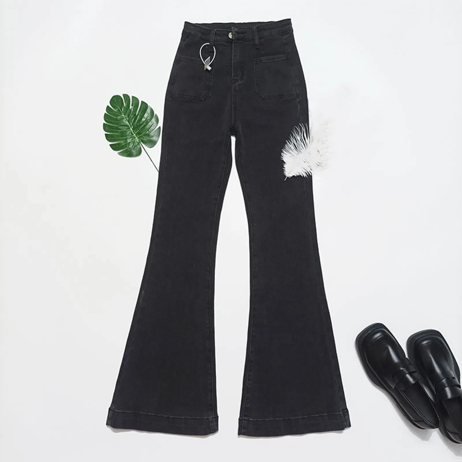 High S Pants Woman Slim Fit Micro Flared Jeans WomenS Waisted Retro Y2k 241218